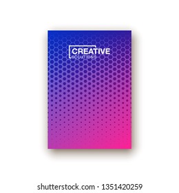 Covers with geometric pattern. Shapes with gradients composition.