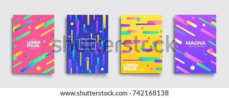 Covers with geometric pattern. Shapes with gradients composition. Eps10 vector template.