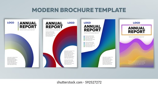 Covers with gradient shapes. Set of Annual reports. Applicable for banners, placards, posters and banner designs. Business brochure, flyer and cover design layout template. Vector illustration