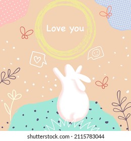Covers hand drawn doodle set with rabbits
