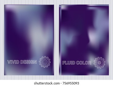 Covers with holographic gradient. Fluid color background. Bright colorful vector templates with emblems for business card, flyier, plackard,banner, brochure, wallpaper.