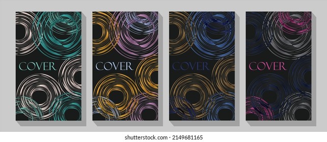 Covers memphis style with minimal design.  Business presentation vector vertical orientation front page mock up set. 