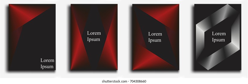 Covers with metallic linear shapes. Applicable for banners, placards, posters, flyers and banner designs. Vector illustration.