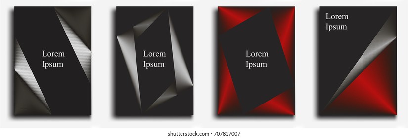 Covers with metallic linear shapes. Applicable for banners, placards, posters, flyers and banner designs. Vector illustration.