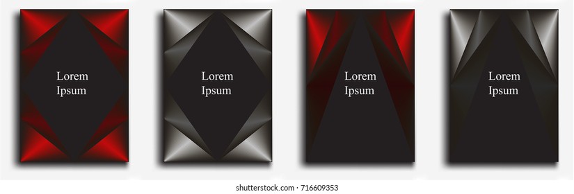 Covers with metallic linear shapes. Applicable for banners, placards, posters, flyers and banner designs. Vector illustration.