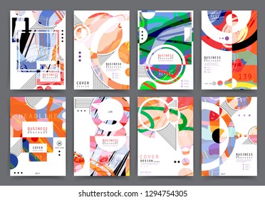Covers with minimal design. Abstract backgrounds. Vector frame for text