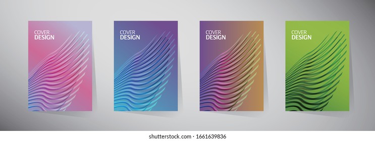 Covers with minimal design. Abstract backgrounds. Colorful halftone gradients. Background geometric patterns. Vector template brochures, flyers, presentations, leaflet, magazine a4 size.