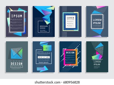 Covers with minimal design. Abstract backgrounds. Blue a4 format for text. 