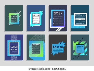 Covers with minimal design. Abstract backgrounds. Blue a4 format for text. 