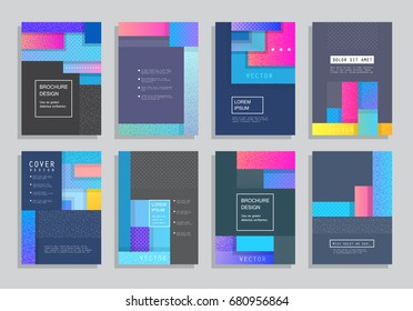 Covers with minimal design. Abstract backgrounds. Blue a4 format for text. 