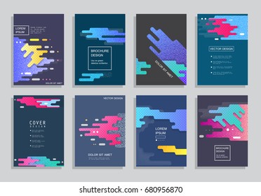 Covers with minimal design. Abstract backgrounds. Blue a4 format for text. 