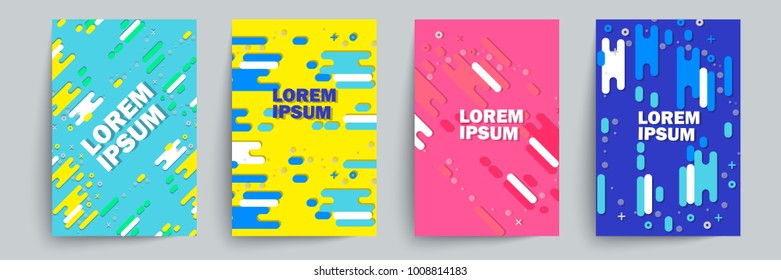 Covers with minimal design. Collection of cool bright covers. Geometric backgrounds for your design. Applicable for Banners, Placards, Posters, Flyers. Vector EPS10.