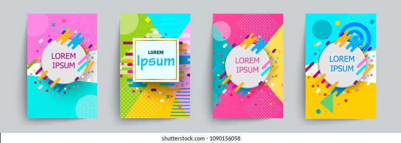 Covers with minimal design. Collection of cool bright covers. Geometric backgrounds for your design. Applicable for Banners, Placards, Posters, Flyers. Vector EPS10.