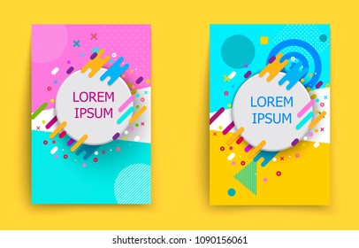 Covers with minimal design. Collection of cool bright covers. Geometric backgrounds for your design. Applicable for Banners, Placards, Posters, Flyers. Vector EPS10.