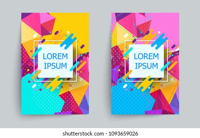 Covers with minimal design. Collection of cool bright covers. Geometric backgrounds for your design. Applicable for Banners, Placards, Posters, Flyers. Vector EPS10.