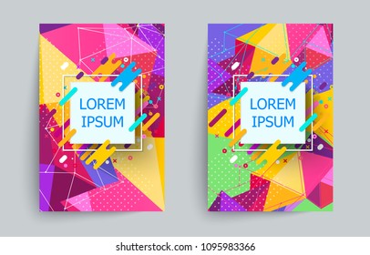 Covers with minimal design. Collection of cool bright covers. Geometric backgrounds for your design. Applicable for Banners, Placards, Posters, Flyers. Vector EPS10.