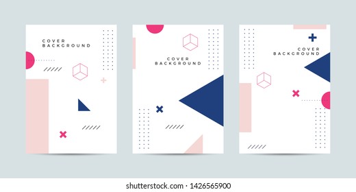 Covers with minimal design. Cool geometric memphis style backgrounds for your design. Applicable for Banners, Posters, Flyers etc. Eps10 vector