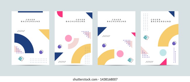 Covers with minimal design. Cool geometric Memphis backgrounds for your design. Applicable for Banners, Placards, Posters, Flyers etc. Eps10 vector