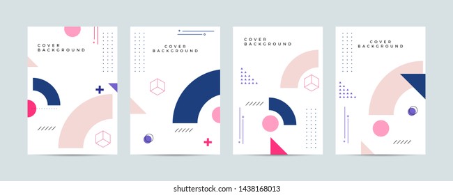 Covers with minimal design. Cool geometric Memphis backgrounds for your design. Applicable for Banners, Placards, Posters, Flyers etc. Eps10 vector