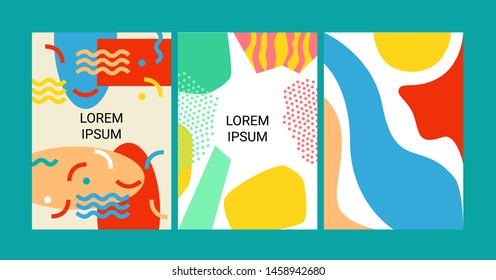 Covers with minimal design. Cool geometric backgrounds for your design. Applicable for banners, placards, posters, flyers. Vector template.