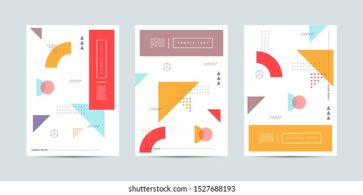 Covers with minimal design. Cool geometric memphis backgrounds for your design. Applicable for Banners, Placards, Posters, Flyers etc. Eps10 
