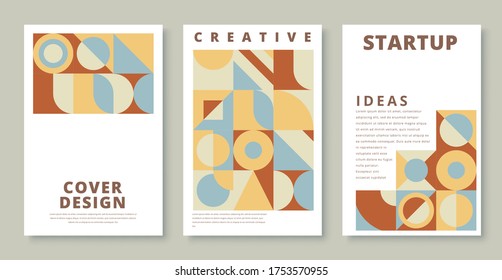 Cubiertas con un diseño mínimo. Tonos geométricos fríos. Ilustración del vector