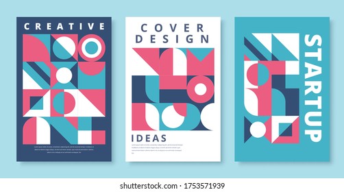Covers with minimal design. Cool geometric backgrounds. Vector illustration