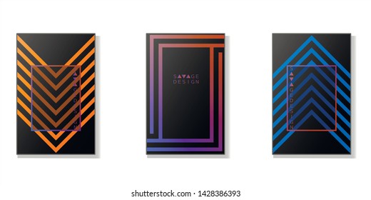 Covers with minimal design. Dark geometric background with halftone elements as tepmplate for bruchures, flyers and banners