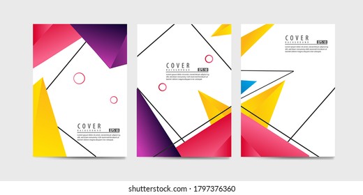 Covers with minimal design. Gradient geometric backgrounds for your design. Applicable for Banners, Placards, Posters, Flyers etc. Eps10 vector