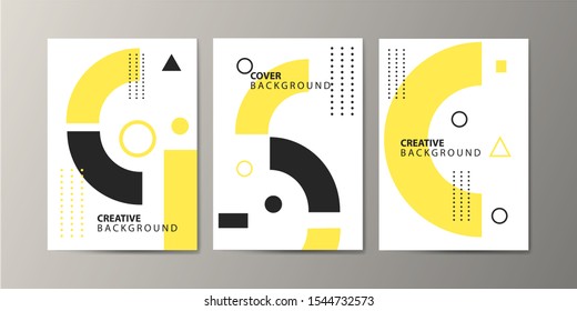 Covers with minimal design. memphis Cool geometric backgrounds for your design. Applicable for Banners, Placards, Posters, Flyers etc. Eps10 vector