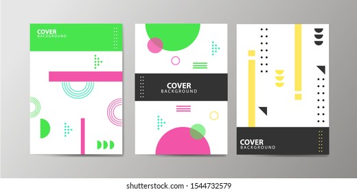 Covers with minimal design. memphis Cool geometric backgrounds for your design. Applicable for Banners, Placards, Posters, Flyers etc. Eps10 vector