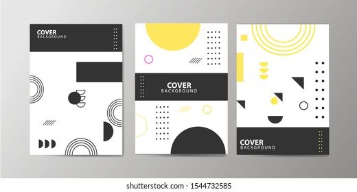 Covers with minimal design. memphis Cool geometric backgrounds for your design. Applicable for Banners, Placards, Posters, Flyers etc. Eps10 vector