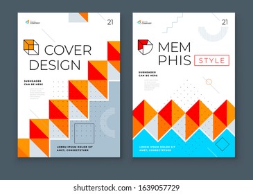 Covers with minimal geometric design. Modern abstract backgrounds for Brochures, Placards, Posters, Flyers, Banners etc. Eps10 vector template.
