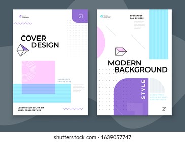 Covers with minimal geometric design. Modern abstract backgrounds for Brochures, Placards, Posters, Flyers, Banners etc. Eps10 vector template.