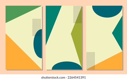Cubiertas con diseño mínimo de memphis. Tonos geométricos geniales para tu diseño. Aplicable a los carteles, carteles, volantes, etc.