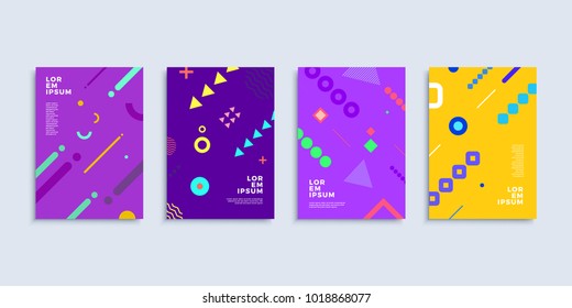 Covers modern abstract design templates set. Minimal geometric shapes compositions for flyer, banner, brochure and poster. Eps10 vector illustration.