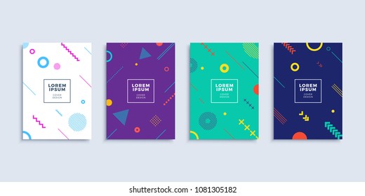 Covers modern abstract design templates set. Minimal geometric shapes compositions for flyer, banner, brochure and poster. Eps10 vector illustration.