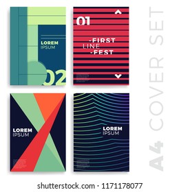 Covers modern abstract design templates set. Futuristic minimal geometric compositions for flyer, banner, brochure and poster. Eps10 vector illustration.