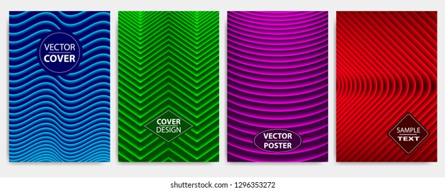 Covers modern abstract design templates set. Geometric compositions for flyer, banner, brochure and poster