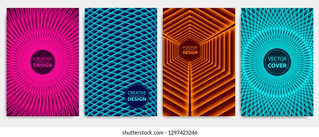 Covers modern abstract design templates set. Geometric compositions for flyer, banner, brochure and poster.