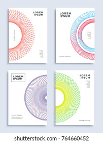 Covers modern abstract design templates set. Futuristic minimal geometric lines compositions for flyer, banner, brochure and poster. Eps10 vector illustration.
