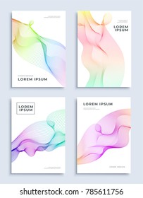 Covers modern abstract design templates set. Futuristic minimal geometric lines compositions for flyer, banner, brochure and poster. Eps10 vector illustration.