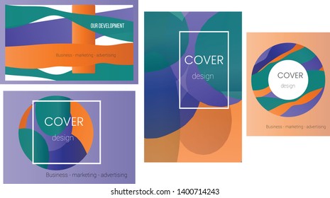 Covers, postcards or banners, set for advertising, abstract multi-colored shapeless shapes m gradients for advertising, projects and presentations of different products and services, else for books