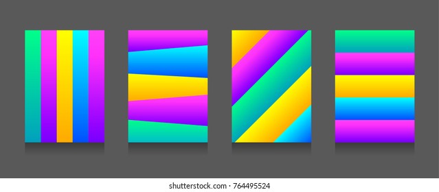 Covers set with simple line geometric color background pattern