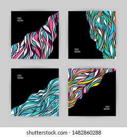 Covers set with wave colorful patterns. Perfect for cover design, posters, books, greeting cards
