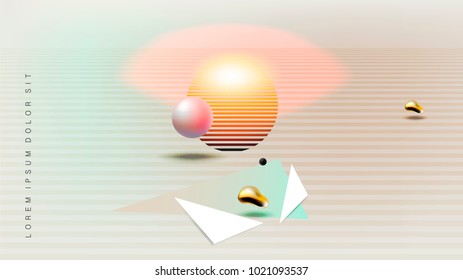 covers templates abstract background with bauhaus, futuristic and hipster style graphic elements for placards, brochures, posters and banners, vector illustration