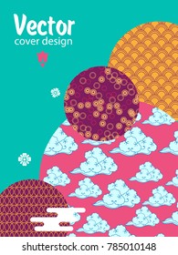 Covers templates set with Asian Clouds and Patterns in Modern Style, geometric ornate shapes. Applicable for placards, brochures, posters, covers and banners.