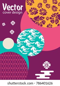 Covers templates set with Asian Clouds and Patterns in Modern Style, geometric ornate shapes. Applicable for placards, brochures, posters, covers and banners.