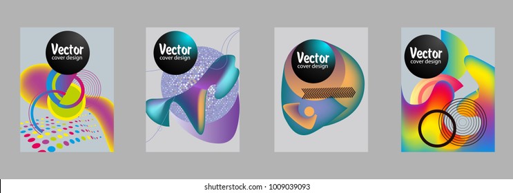 Covers templates set with bauhaus, memphis and hipster style graphic geometric elements. Applicable for placards, brochures, posters, covers and banners.