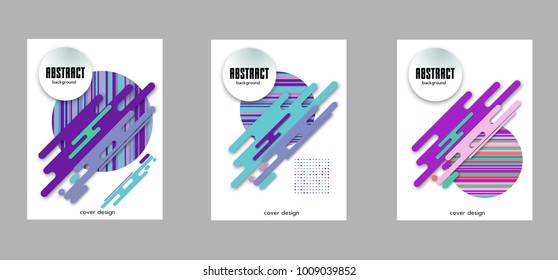 Covers templates set with bauhaus, memphis and hipster style graphic geometric elements. Applicable for placards, brochures, posters, covers and banners.